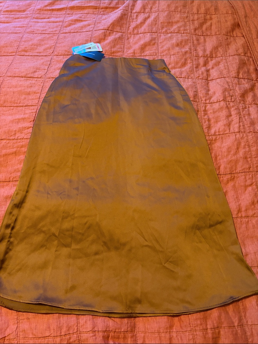 French Connection Satin Skirt Copper Brown